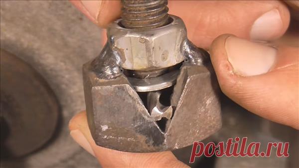 Приспособление из гайки для точной заточки сверла с правильным углом
