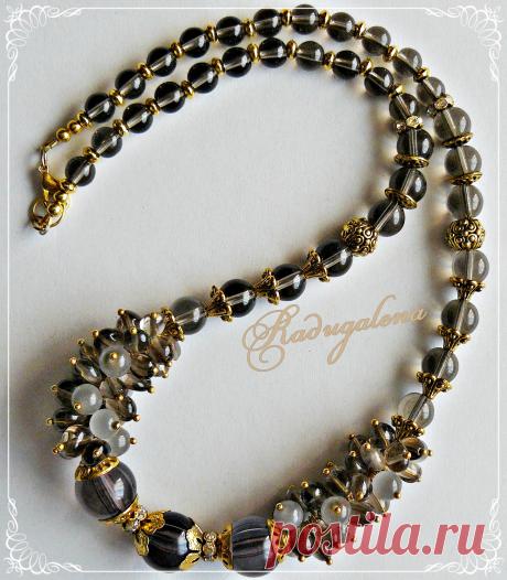 Бусики из раухтопаза и кошачьего глаза