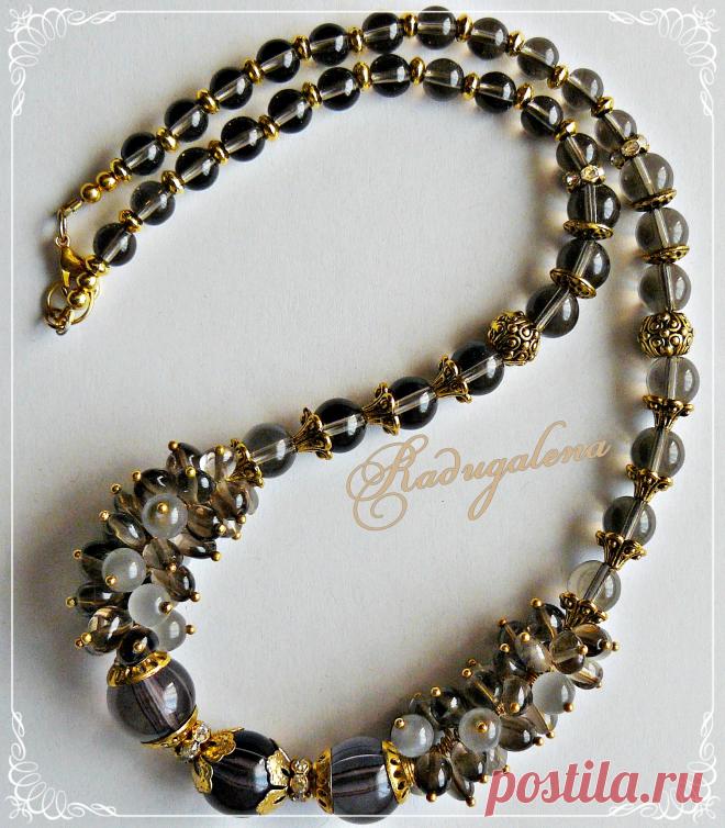 Бусики из раухтопаза и кошачьего глаза