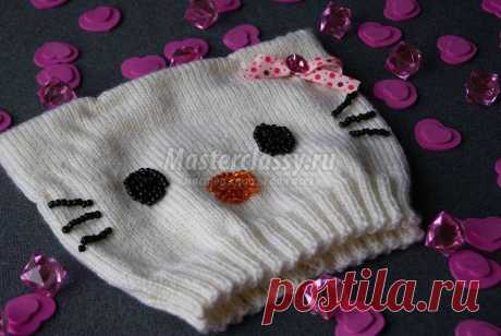 Вязание детской шапочки Hello Kitty. Мастер-класс с пошаговыми фото