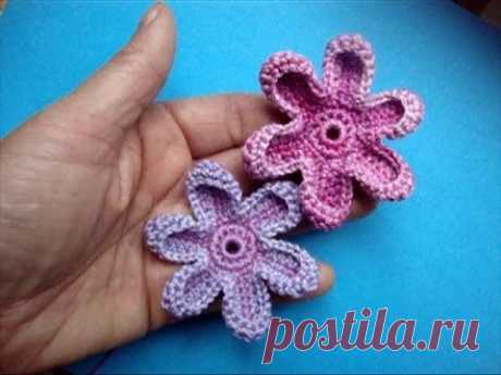 Как вязать красивый цветок Crochet flower pattern Вязание крючком Урок 53
