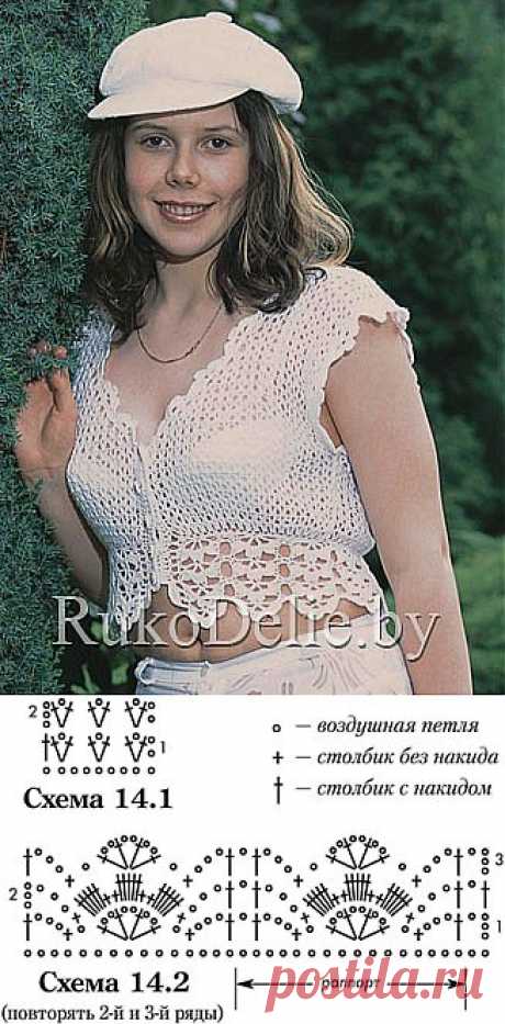 Ажурный топ на застежке, связанный крючком :: Летние вещи :: Женская одежда :: Вязание крючком/Women's crocheted summer clothes :: RukoDelie.by