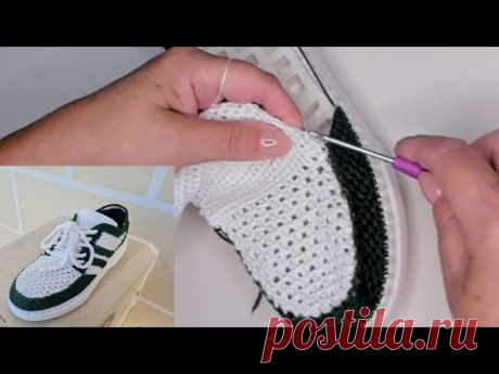💥⚡КРОССОВКИ ЖЕНСКИЕ ЧАСТЬ 3 💥МК ДЛЯ НОВИЧКОВ💝 ВЯЖЕМ КРЮЧКОМ 🔥💥 CROCHET SHOES