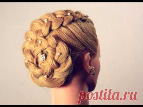 Прическа с плетением на длинные волосы. Penteado para cabelos longos
