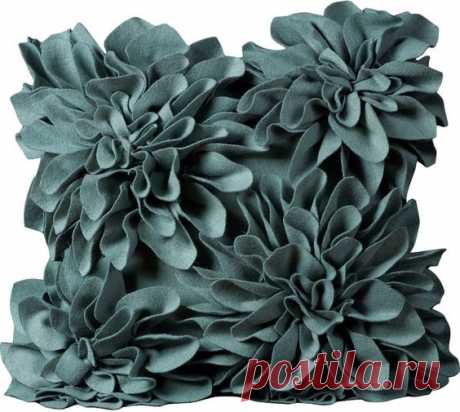 Nourison 4 Large Felt Flowers Pillow