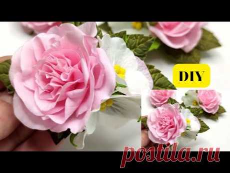МК🌿🌺🌿Нежная Роза своими руками из ФОАМИРАНА на ЗАКОЛКЕ
