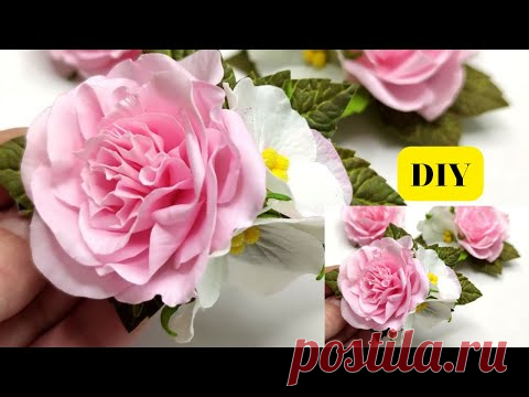 МК🌿🌺🌿Нежная Роза своими руками из ФОАМИРАНА на ЗАКОЛКЕ