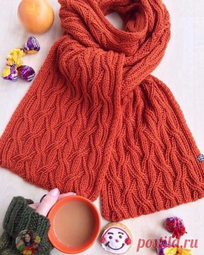 Яркий шарф спицами. Схема узора. / knittingideas.ru