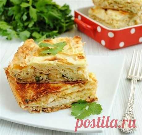 Пирог из лаваша с сыром и зеленью | Школа шеф-повара