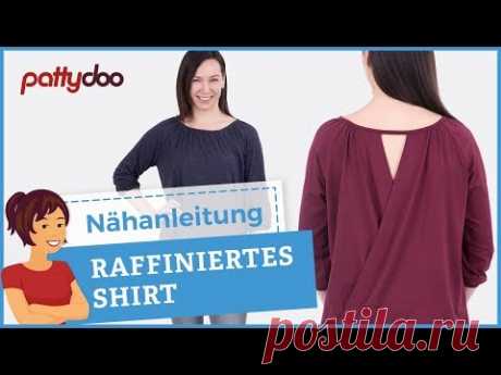 Damenshirt mit raffiniertem Rückenausschnitt nähen - Mit Raglanärmeln + Bündchen