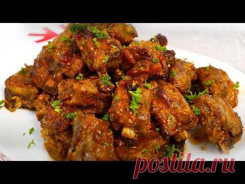 ОЧЕНЬ СОЧНЫЕ РЕБРЫШКИ СО СМЕТАННЫМ СОУСОМ НА СКОВОРОДЕ