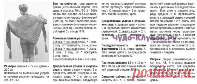 Шаль с кистями 362 | ЧУДО-КЛУБОК.РУЧУДО-КЛУБОК.РУ