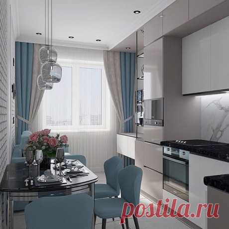 Кухня - гостиная 12,9 кв.м. Вам нравится такой дизайн? Автор - Ирина Ганжула