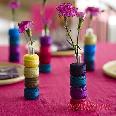 Вазы из клубочков ниток типа "Ирис" / Цветы / ВТОРАЯ УЛИЦА