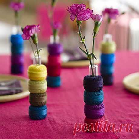 Вазы из клубочков ниток типа &quot;Ирис&quot; / Цветы / ВТОРАЯ УЛИЦА