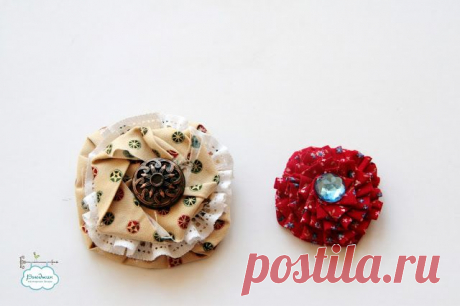 Новогодние цветы-броши из ткани. - Ярмарка Мастеров - ручная работа, handmade