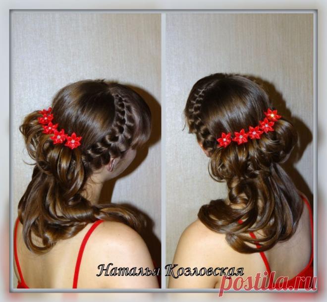 прическа и украшения для волос-канзаши