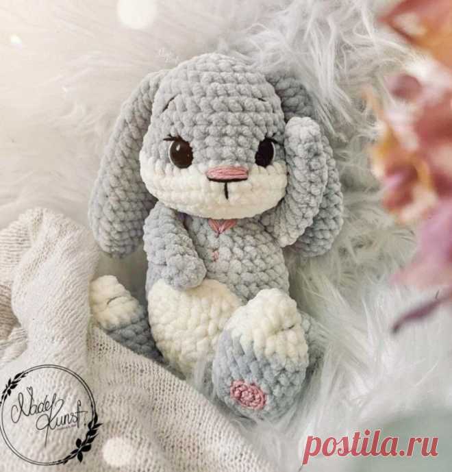 ღ Амигуруми схема вязания милого зайчика крючком