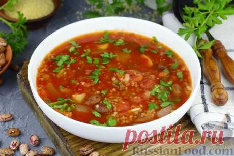 Томатный суп с фасолью и кускусом на RussianFood.com