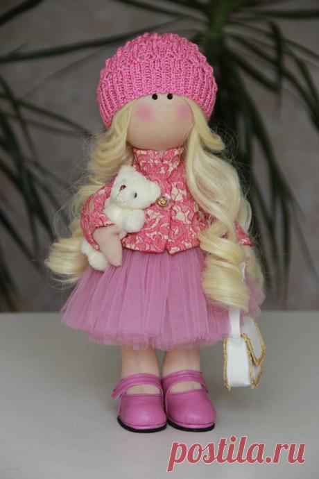 Dolls Hand made Tilda doll Interior doll Art doll Soft doll Cloth doll Fabric doll  Baby gift Hello, dear visitors of the store!  This soft doll is hand-crafted by designer Irina (Omsk, Russia).  The Doll 34-36 cm (13.4 inch) tall.  The Doll is made of high quality natural materials.  It are made by knit items of wool and/or mohair and cotton. All materials, soft and pleasant to the touch. The body of the doll is sewn from special European fabrics for dolls and toys and Am...