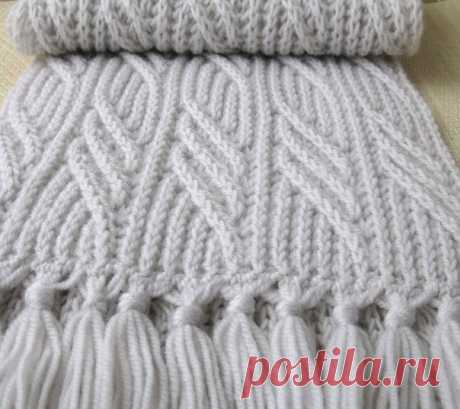 Узоры в вашу копилочку для мужского шарфа. Спицами.