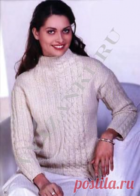 Джемпер с высоким воротником (спицами) - Вязанки.РУ - Все о вязании