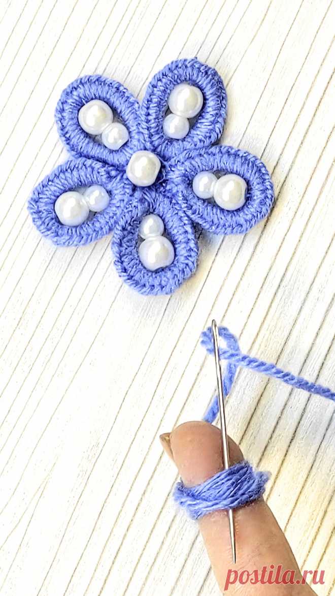 Вышиваем цветок на пальце. Лайфхак. Видео урок.