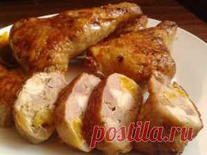 Божественно вкусные фаршированные куриные окорочка !