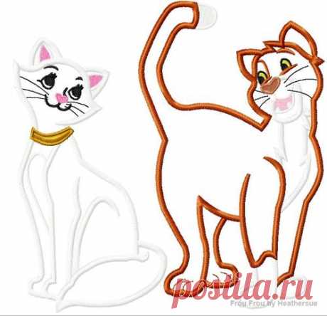 Исполнитель Cat OAlley и голландская мама ДВА Дизайн SET машина аппликация вышивки, нескольких размеров, включая 4 дюйма