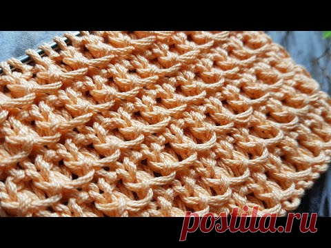 Вяжем классный плотный вафельный узор спицами 🍓 knitting pattern.