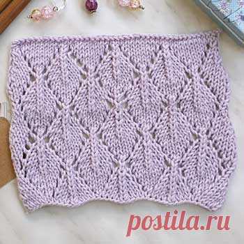 Простые ажурные ромбы спицами, схема узора - Самые красивые узоры спицами  Простые ажурные ромбы спицами, схема узора, красивый ажурный узор спицами схема, простые ажурные узоры со спицами, ажурные узоры спицами со схемами простые