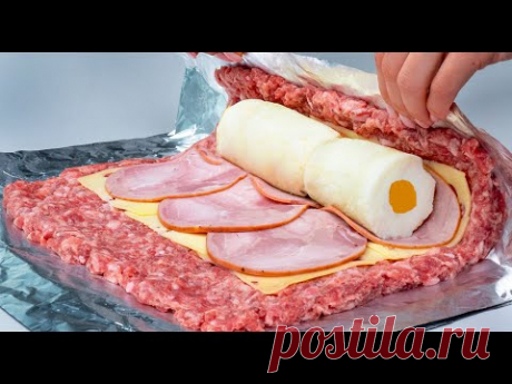 С яйцами вареными в стакане! Рулет из мясного фарша, по уникальному рецепту