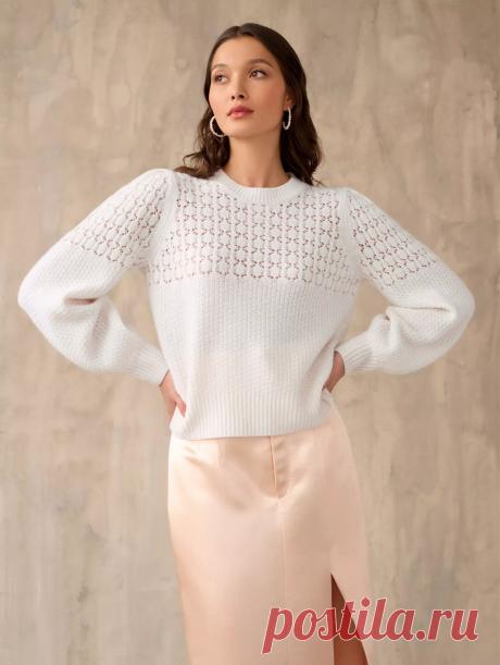Белоснежный кашемировый блузон (схема узора)