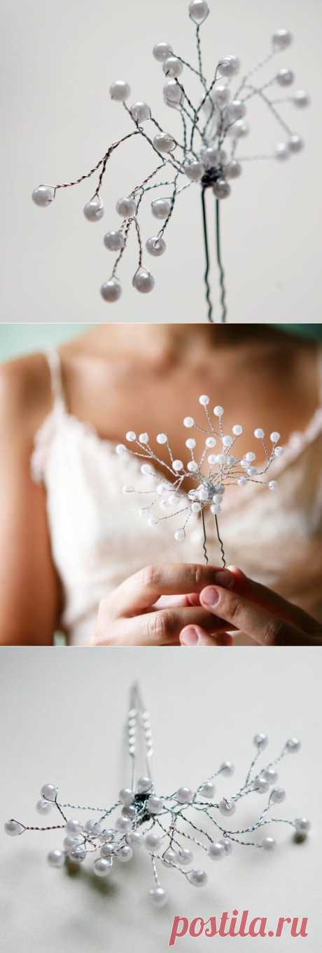 pearl spray hair pin 'genevieve' от whichgoose на Etsy