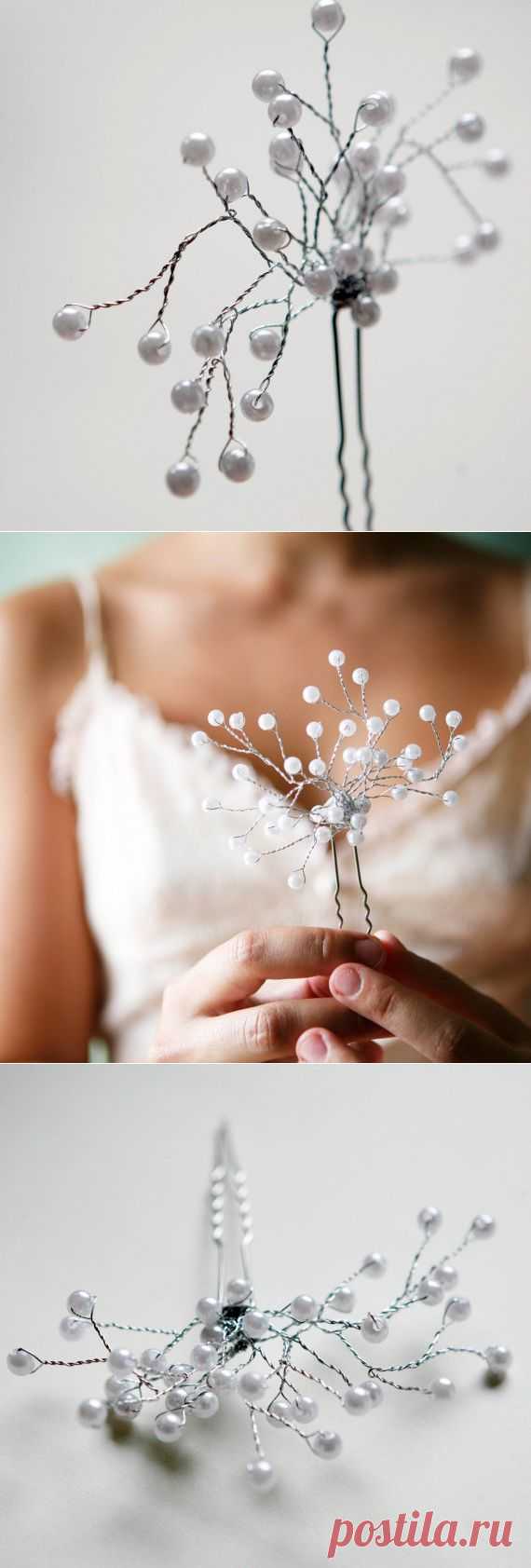 pearl spray hair pin 'genevieve' от whichgoose на Etsy