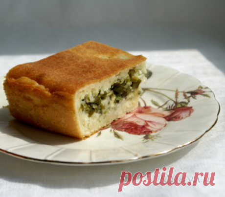 Быстрый (заливной) пирог с зелёным луком и яйцом рецепт с фотографиями
