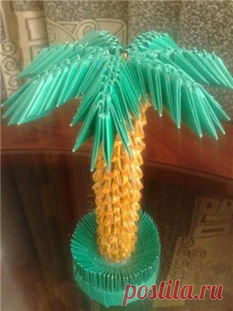 ОРИГАМИ ИЗ ТРЕУГОЛЬНЫХ МОДУЛЕЙ | Треугольное пальмаоригами | Схемы и фото