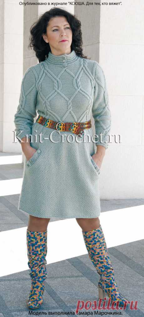 Платье с рукавом 3/4, связанное на спицах. - Платья, связанные спицами - Вязание спицами - Каталог статей - Вязание спицами и крючком