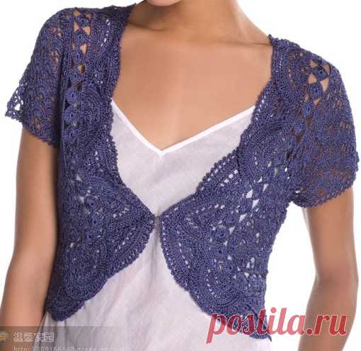 Болеро с кружевной отделкой по контуру,подробно по фото
