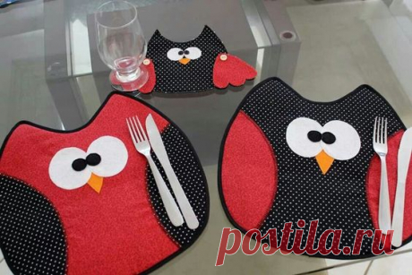 (1) Manteles individuales y posavasos de buhos | tablerunners, placemats and mug rugs
