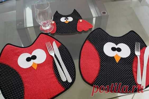 (1) Manteles individuales y posavasos de buhos | tablerunners, placemats and mug rugs