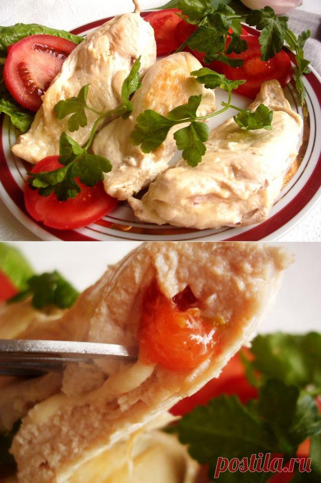 Куриные грудки, фаршированные сыром и помидорами. ФМ « Моя иллюстрация к рецепту».. Рецепт c фото, мы подскажем, как приготовить!