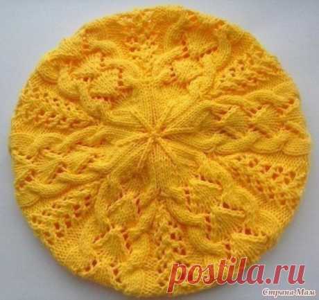 Ажурный берет спицами