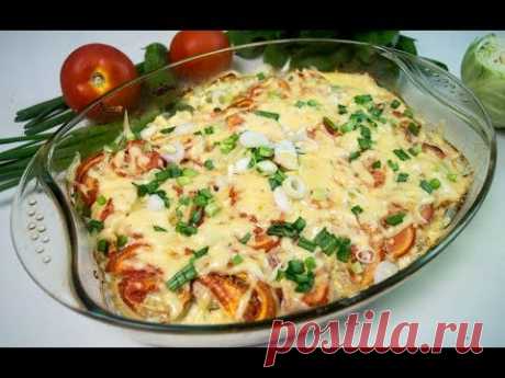 Запеканка из картофеля, курицы и помидоров