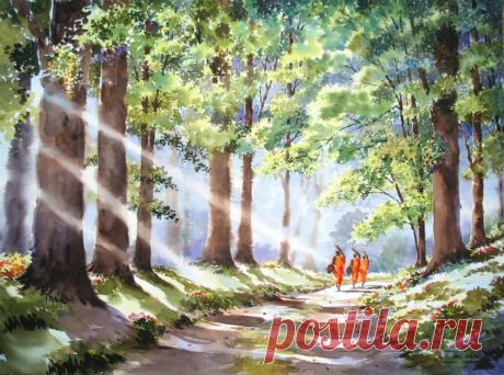 Акварели. Тайский художник Танакорн Чаиджинда (Thanakorn Chaijinda)