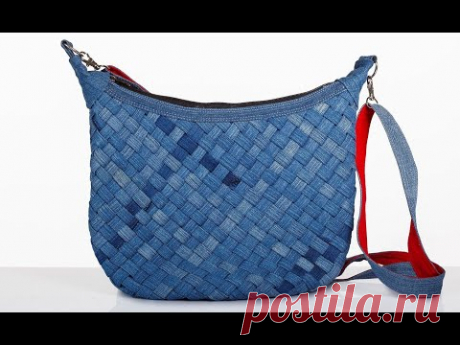Джинсовая сумка своими руками. Плетеная джинсовая сумка. bag of jeans. braided denim. bag