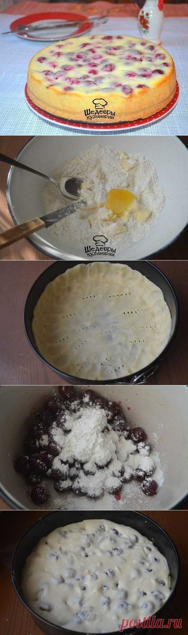Творожный пирог с вишней