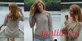 Пуловер регланом Campside Женский пуловер регланом от горловины. Вязание без швов спицами для женщин пуловера регланом от горловины и узором дырочками.