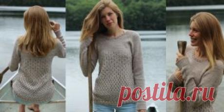 Пуловер регланом Campside Женский пуловер регланом от горловины. Вязание без швов спицами для женщин пуловера регланом от горловины и узором дырочками.