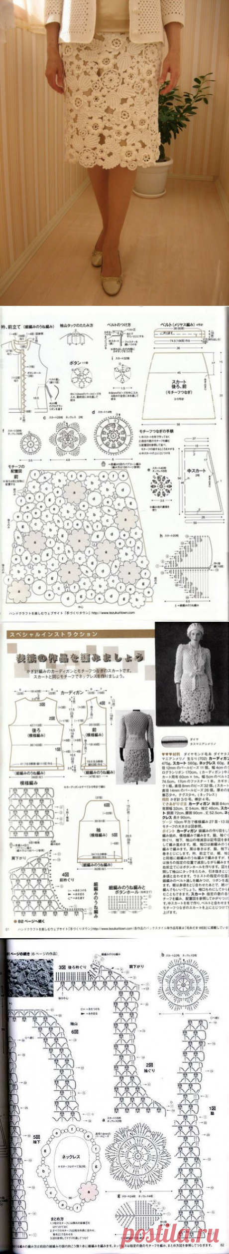 Юбка связана крючком в технике Ирландского кружева. Кружевная юбка крючком |